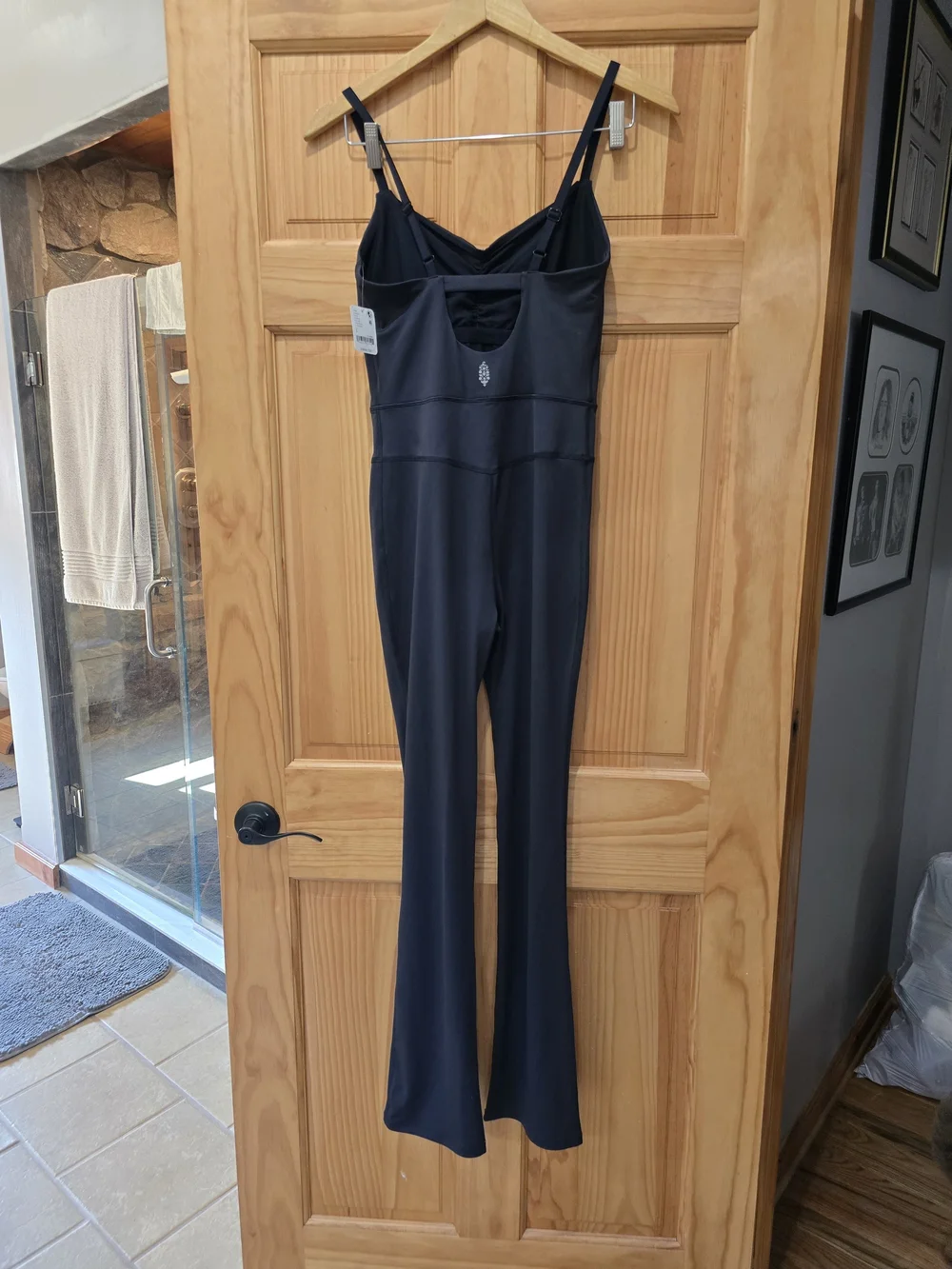 Free People Black Cowl-Neck Jumpsuit with Flared Legs